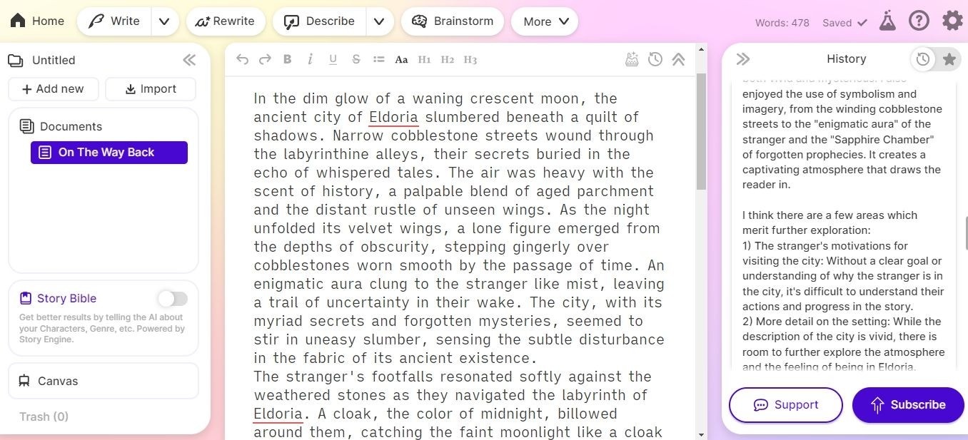 Sudowrite Screenshot