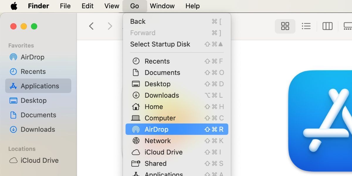 Tab Go trong Finder trên Mac