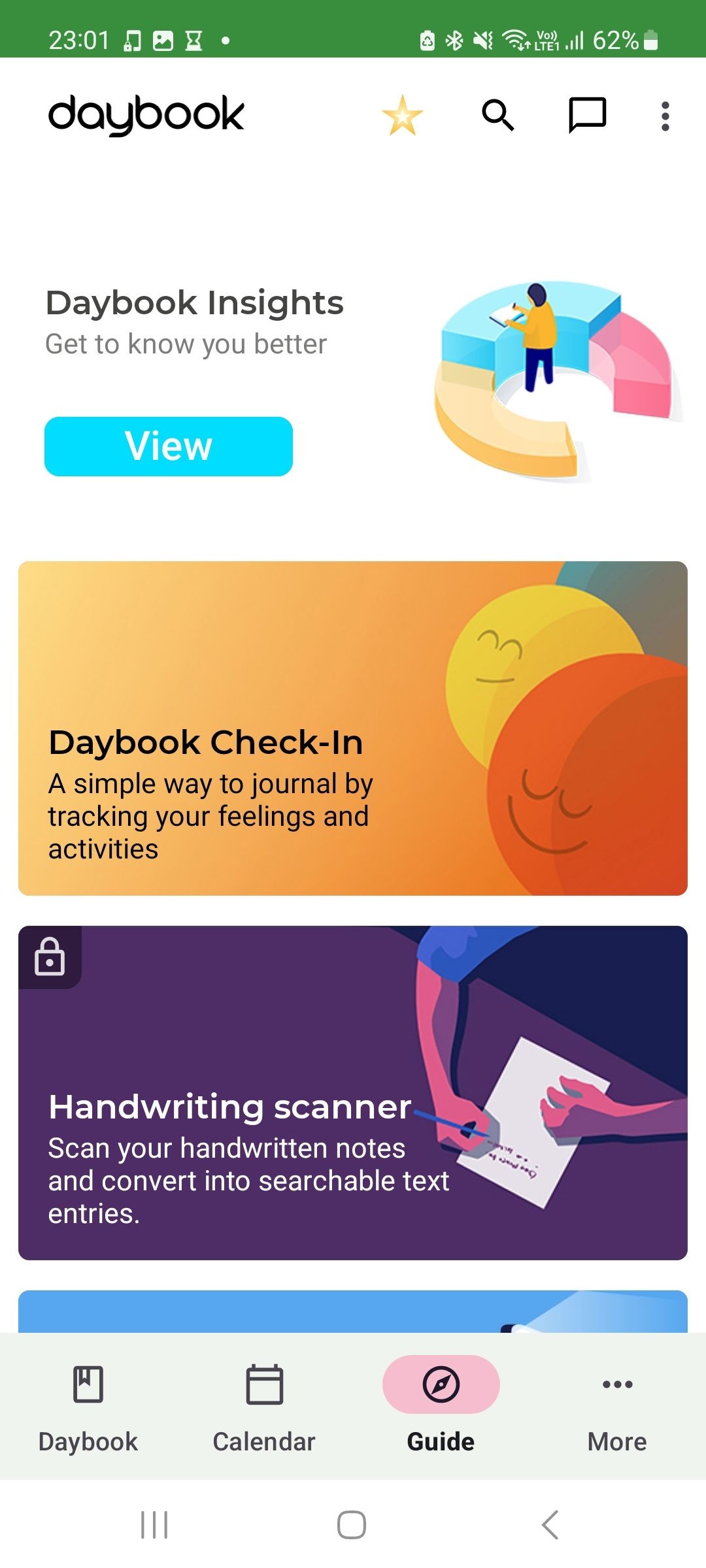 Tab Hướng Dẫn của Daybook với Daybook Check-In
