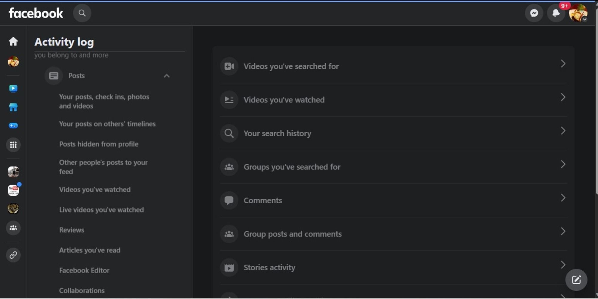 Tab tìm kiếm hoạt động trên Facebook