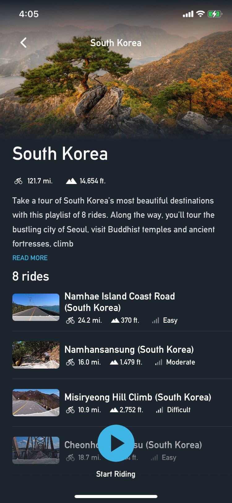 Tacx Training app South Korea rides