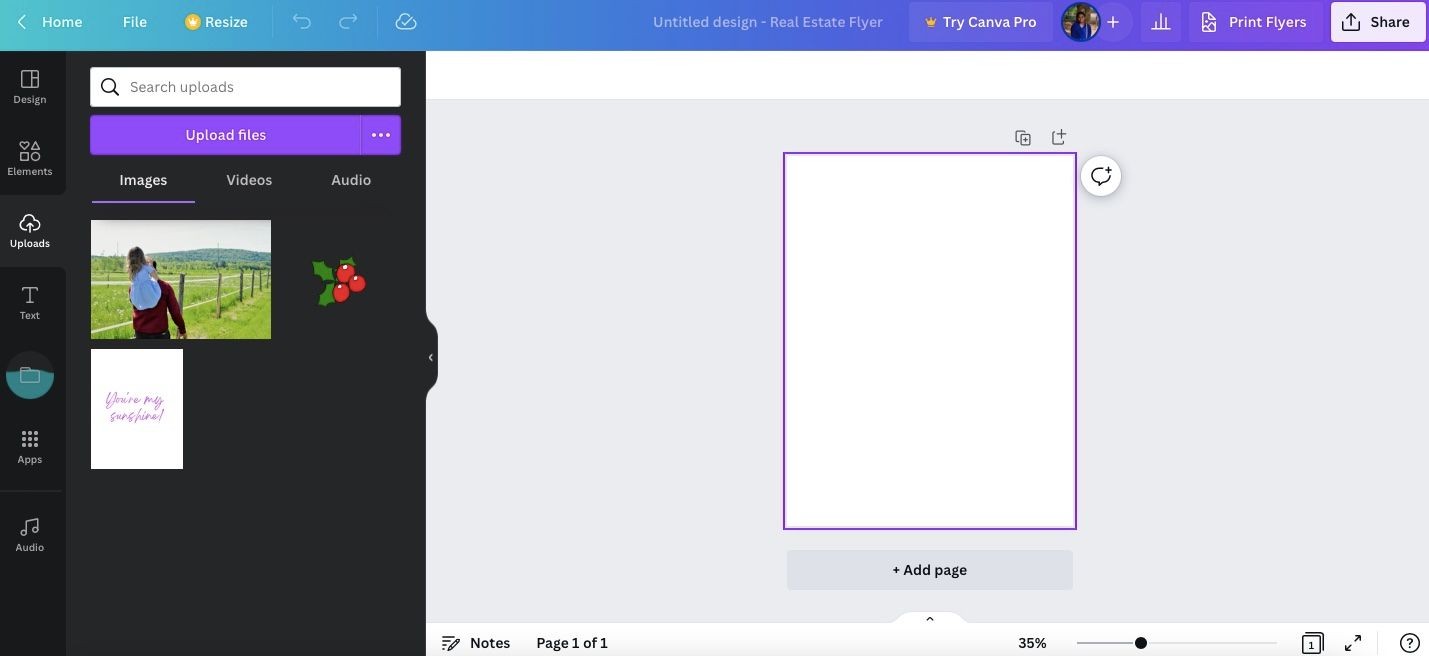Tải lên tệp PDF vào Canva