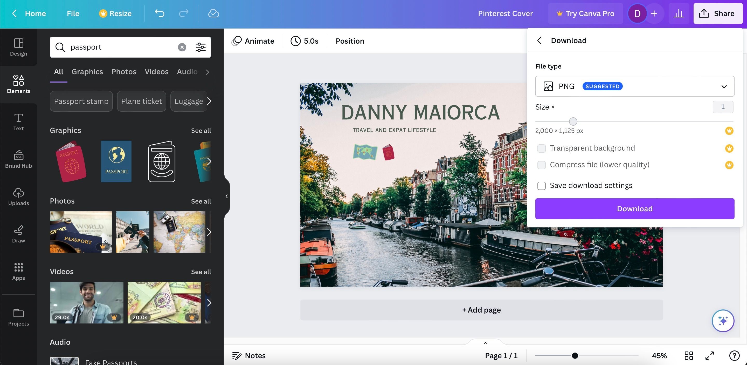 Tải xuống Ảnh Bìa Trang Cá Nhân Pinterest Từ Canva