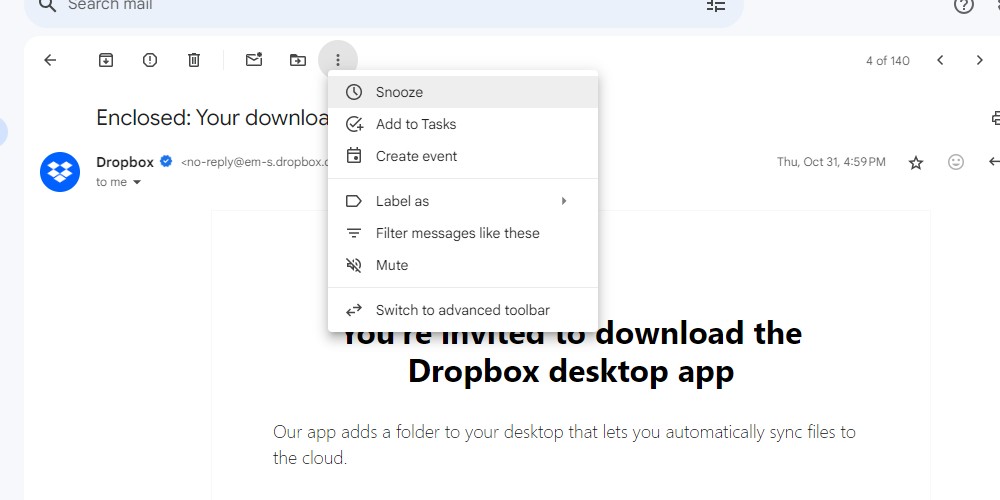 tạm hoãn email trên gmail