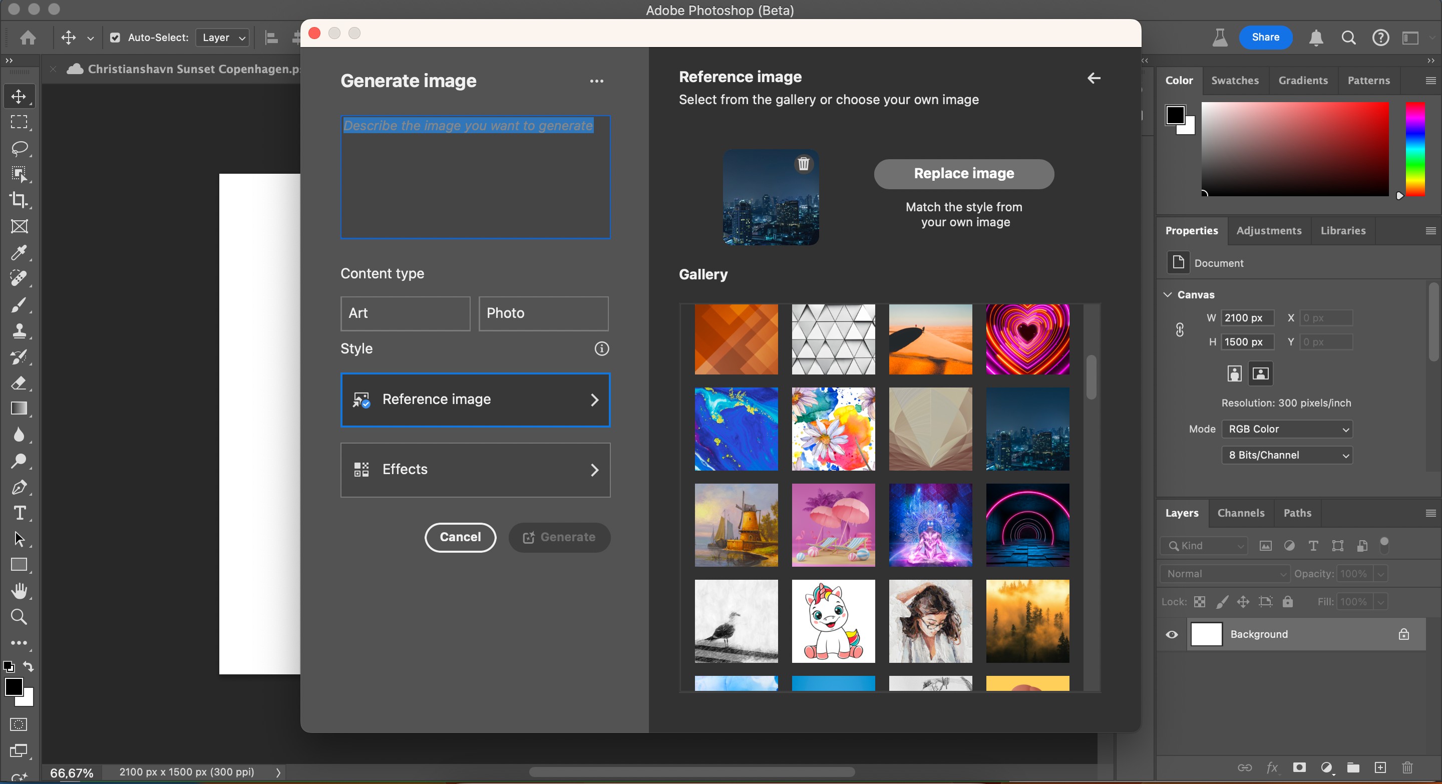 Tạo ảnh trong Photoshop Beta