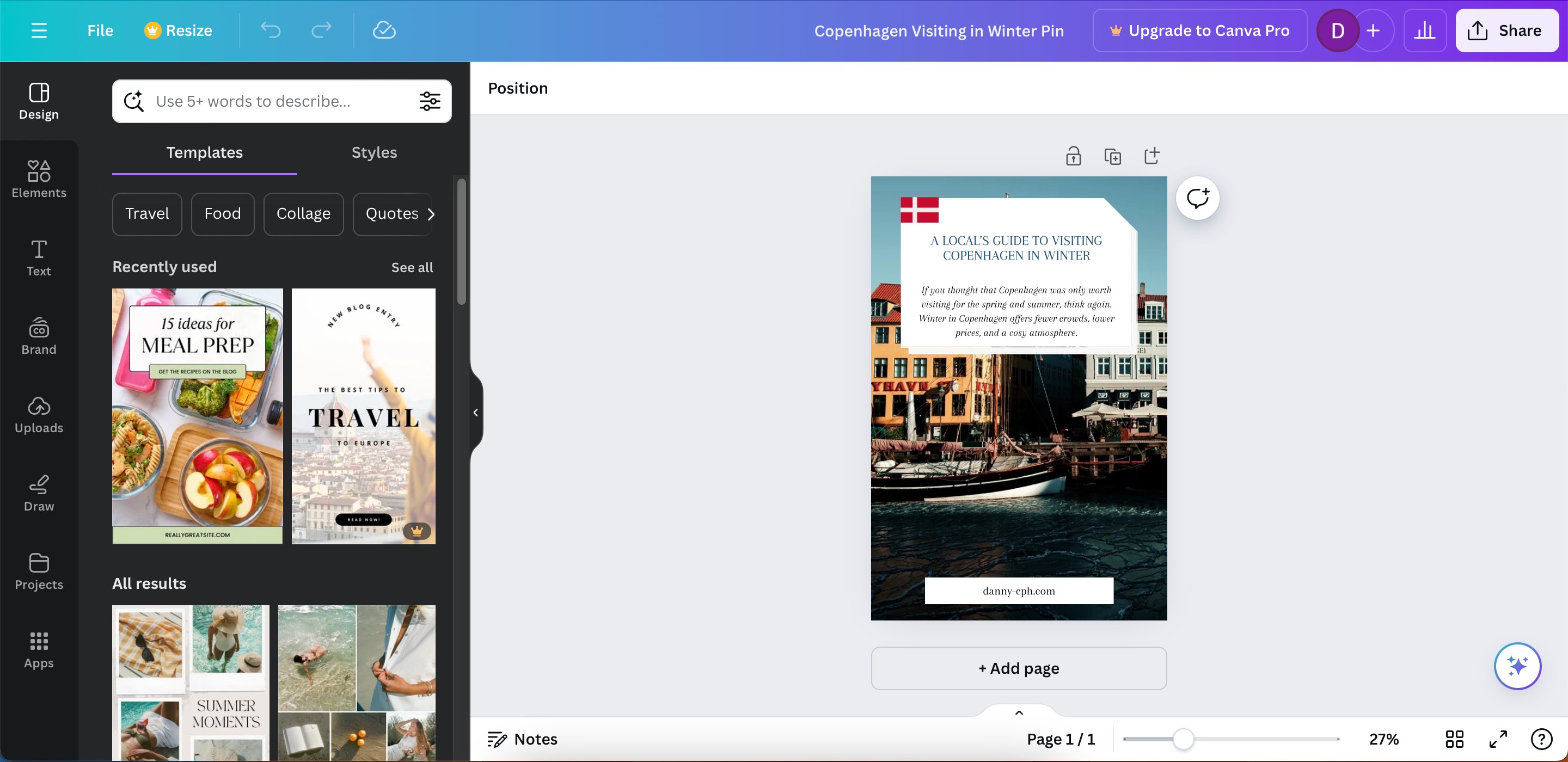 Tạo bài đăng Pinterest trong Canva