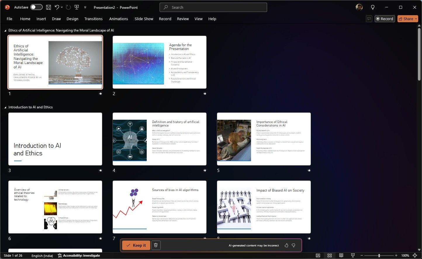 Tạo các trang trình bày với Copilot trong PowerPoint