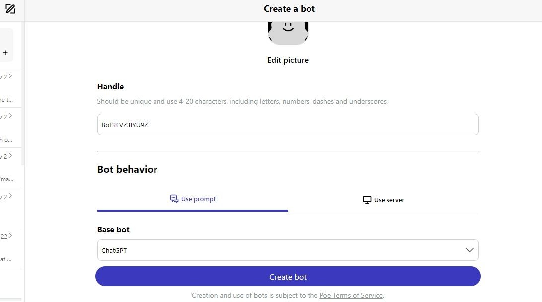Tạo chatbot trên Poe