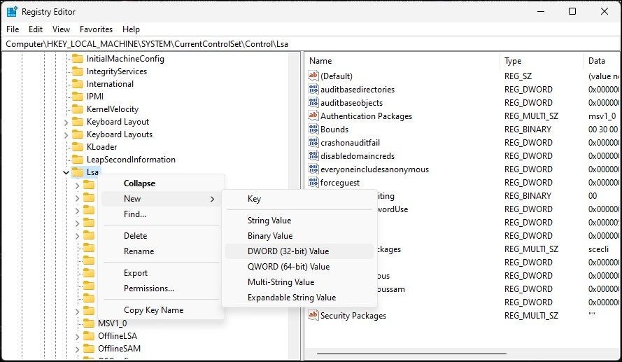 Tạo giá trị mới trong Registry Editor