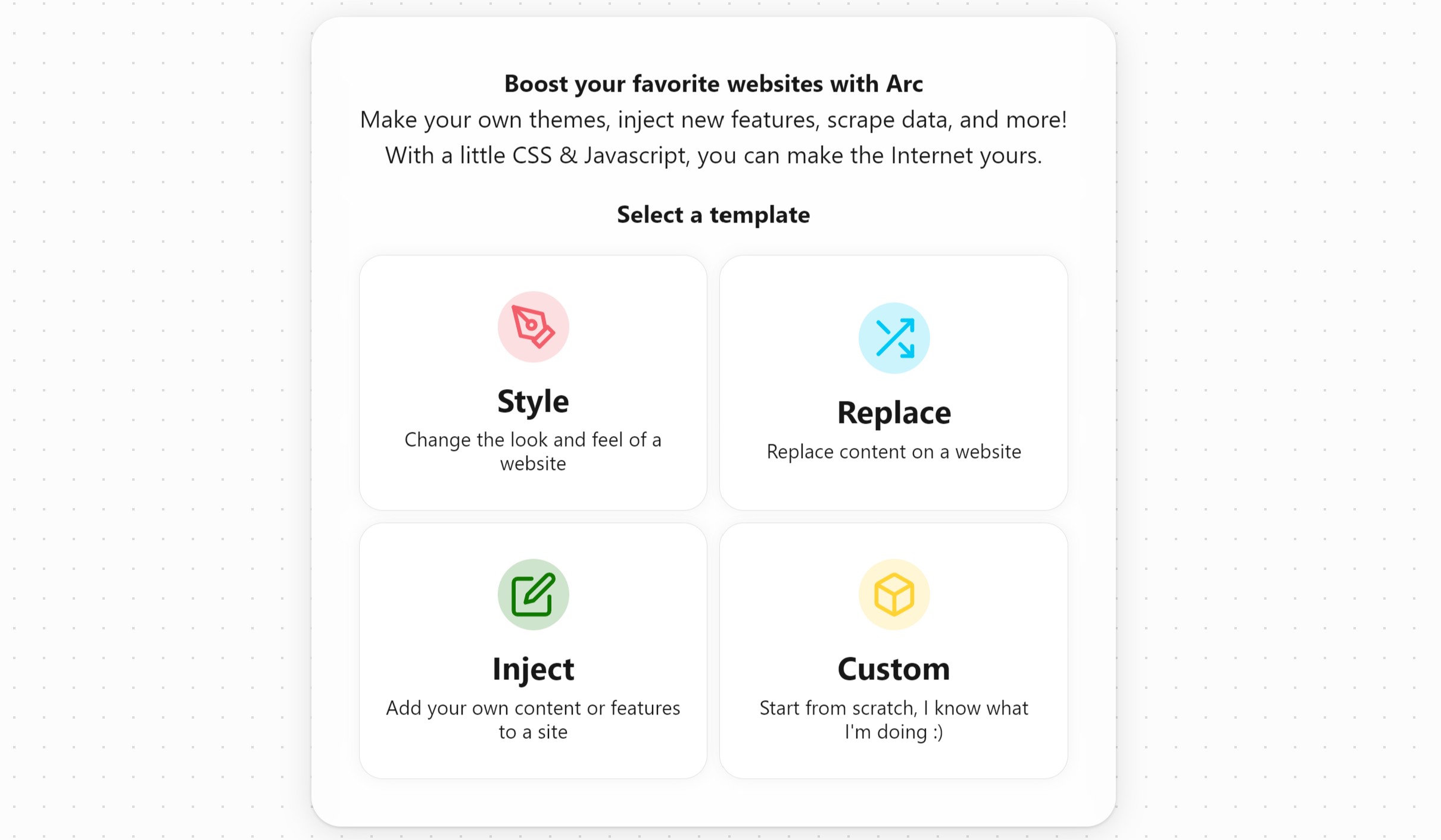 Tạo tùy chỉnh mới trong Arc Browser