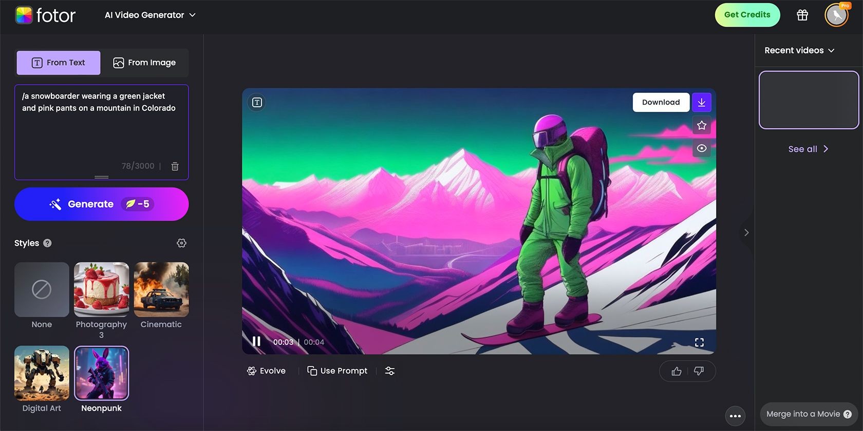 Tạo video với Fotor