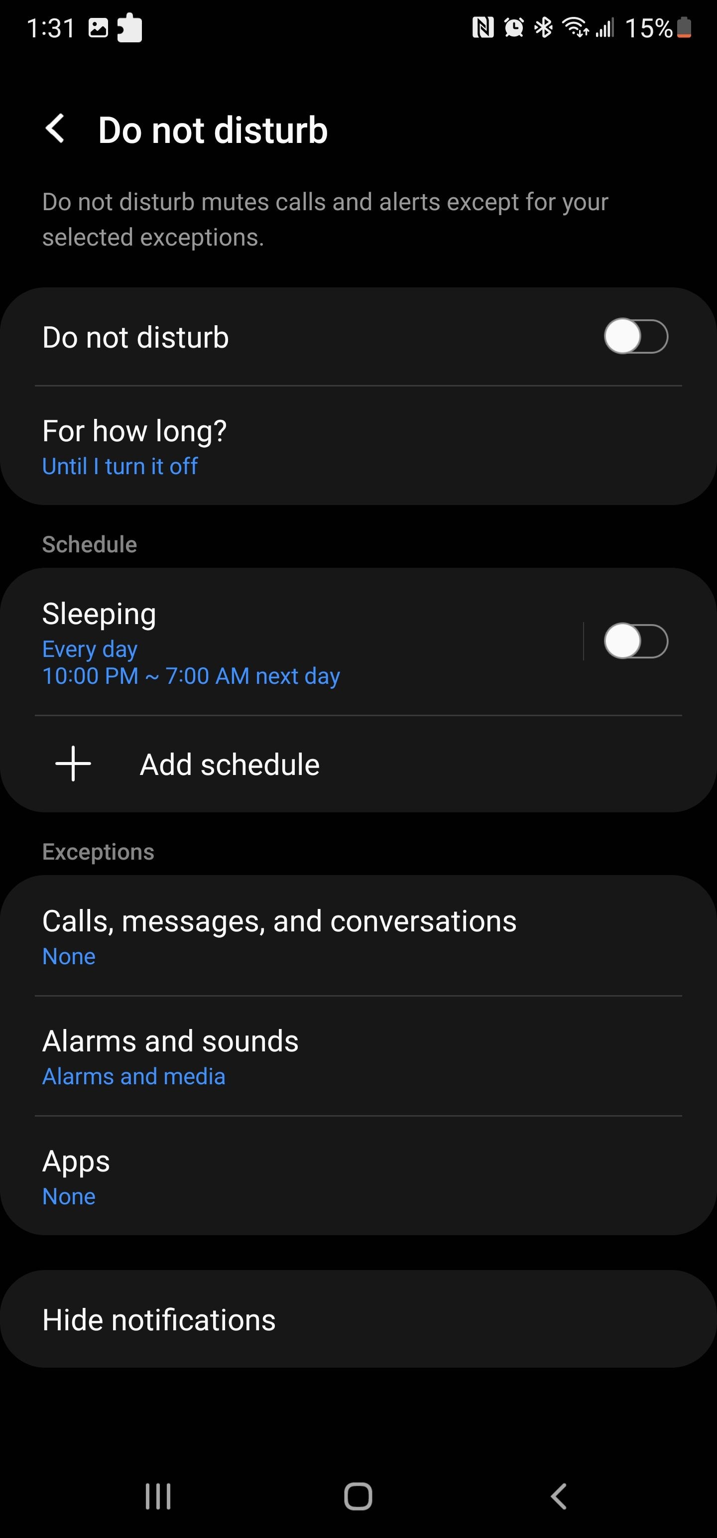 Tắt chế độ không làm phiền trên Android