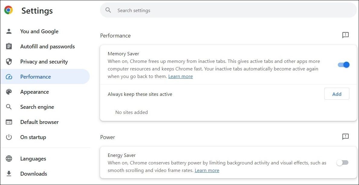 Tắt chế độ tiết kiệm năng lượng trên Google Chrome
