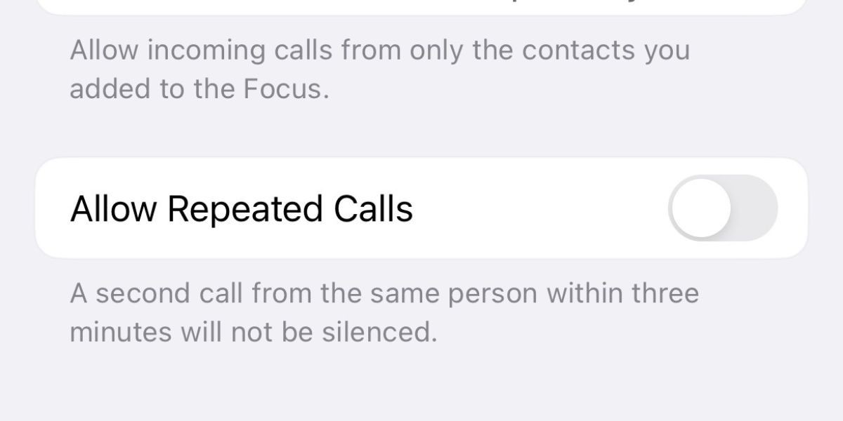 Tắt cho phép cuộc gọi lặp lại cho chế độ Không Làm Phiền trên iPhone