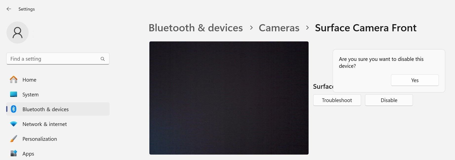 Tắt thiết bị camera từ ứng dụng Windows Settings