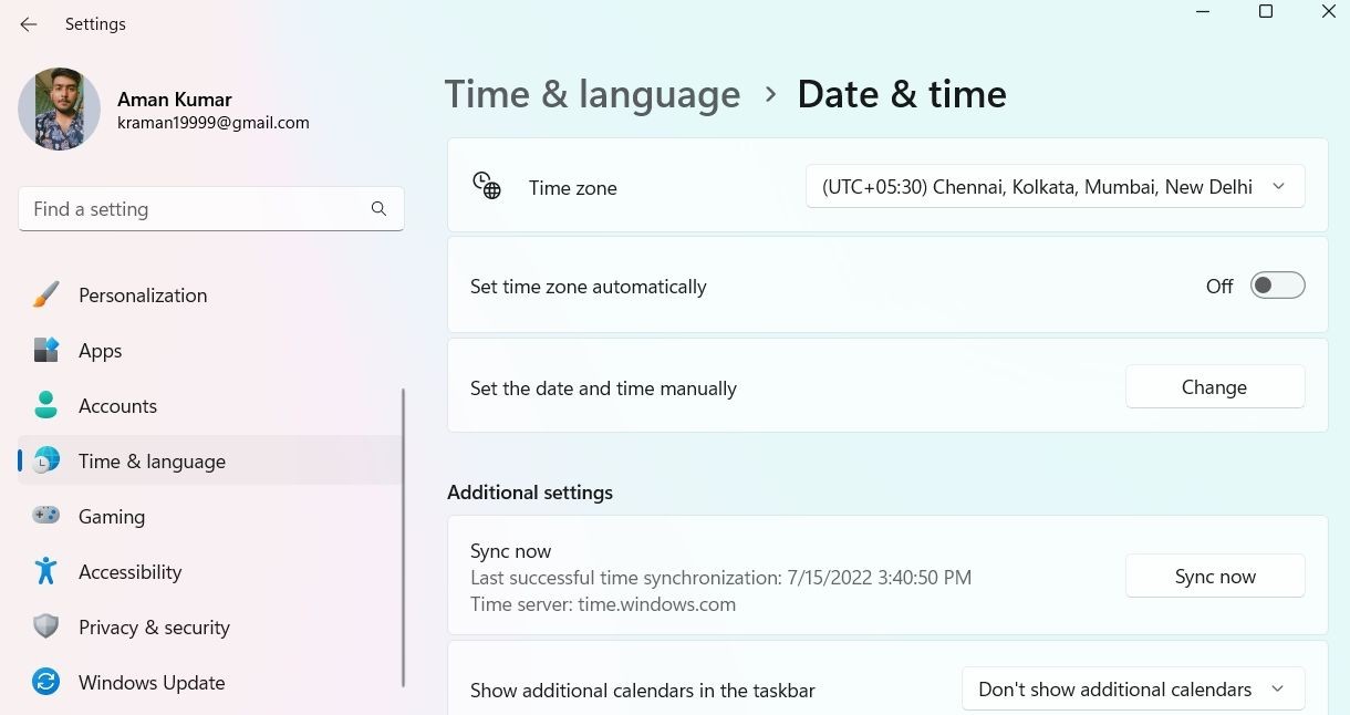 Tắt tính năng Set Time Zone tự động