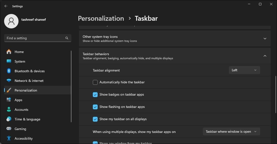 Tắt tự động ẩn thanh tác vụ trên Windows 11
