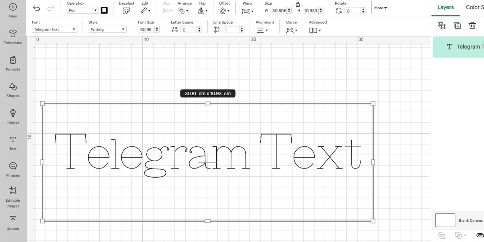 Telegram Text in Cricut Design Space