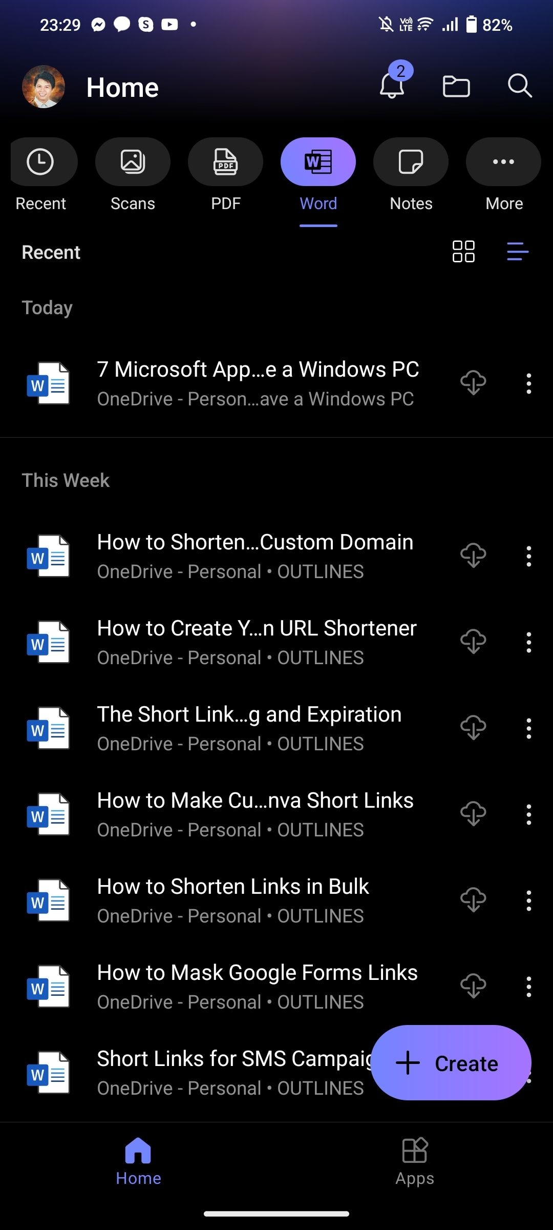 Tệp Word trên Microsoft 365 cho Android