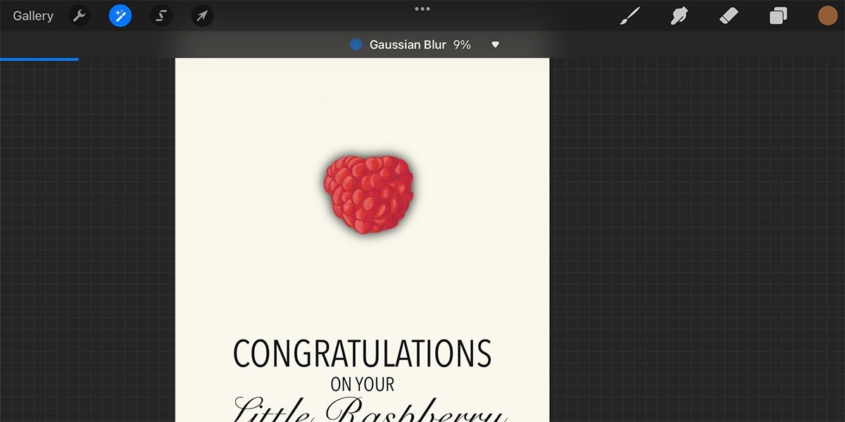 Thanh trượt làm mờ Gaussian trong Procreate.