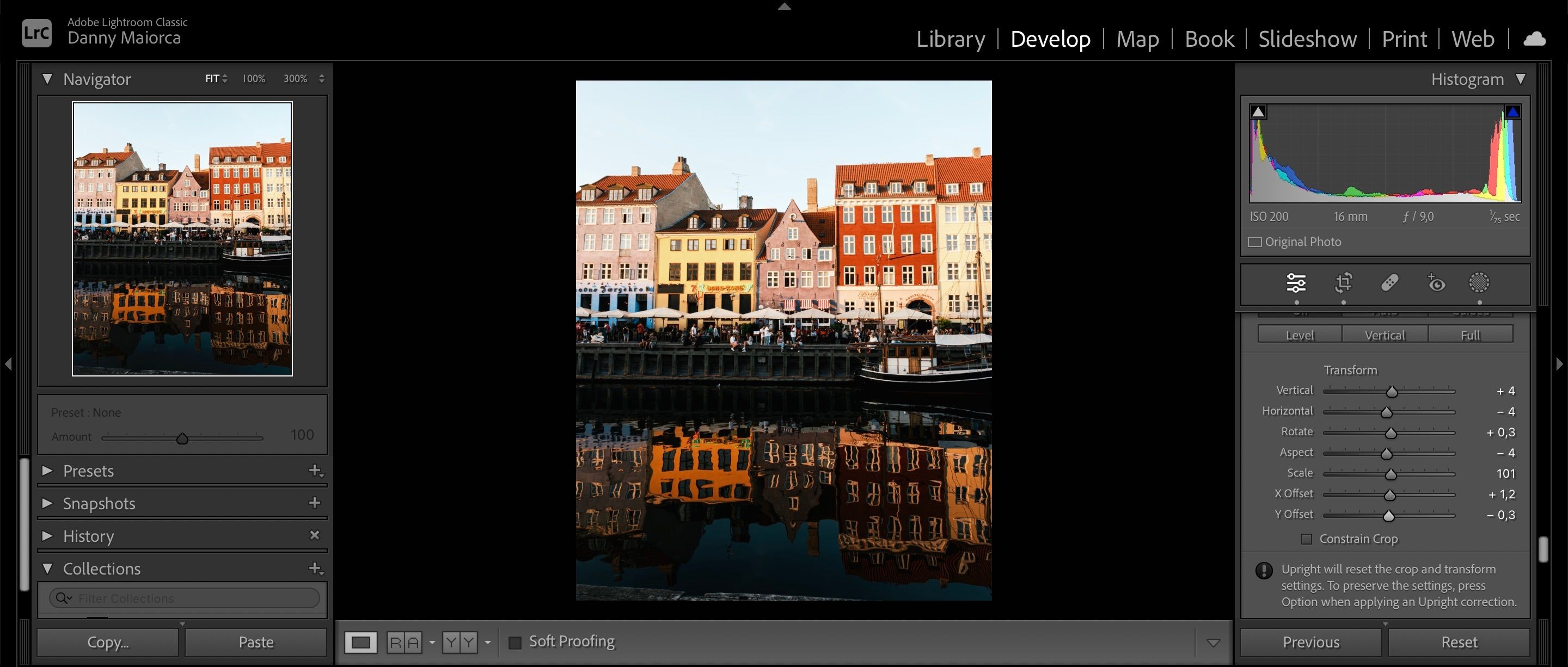 Thanh trượt Y Offset trong Lightroom