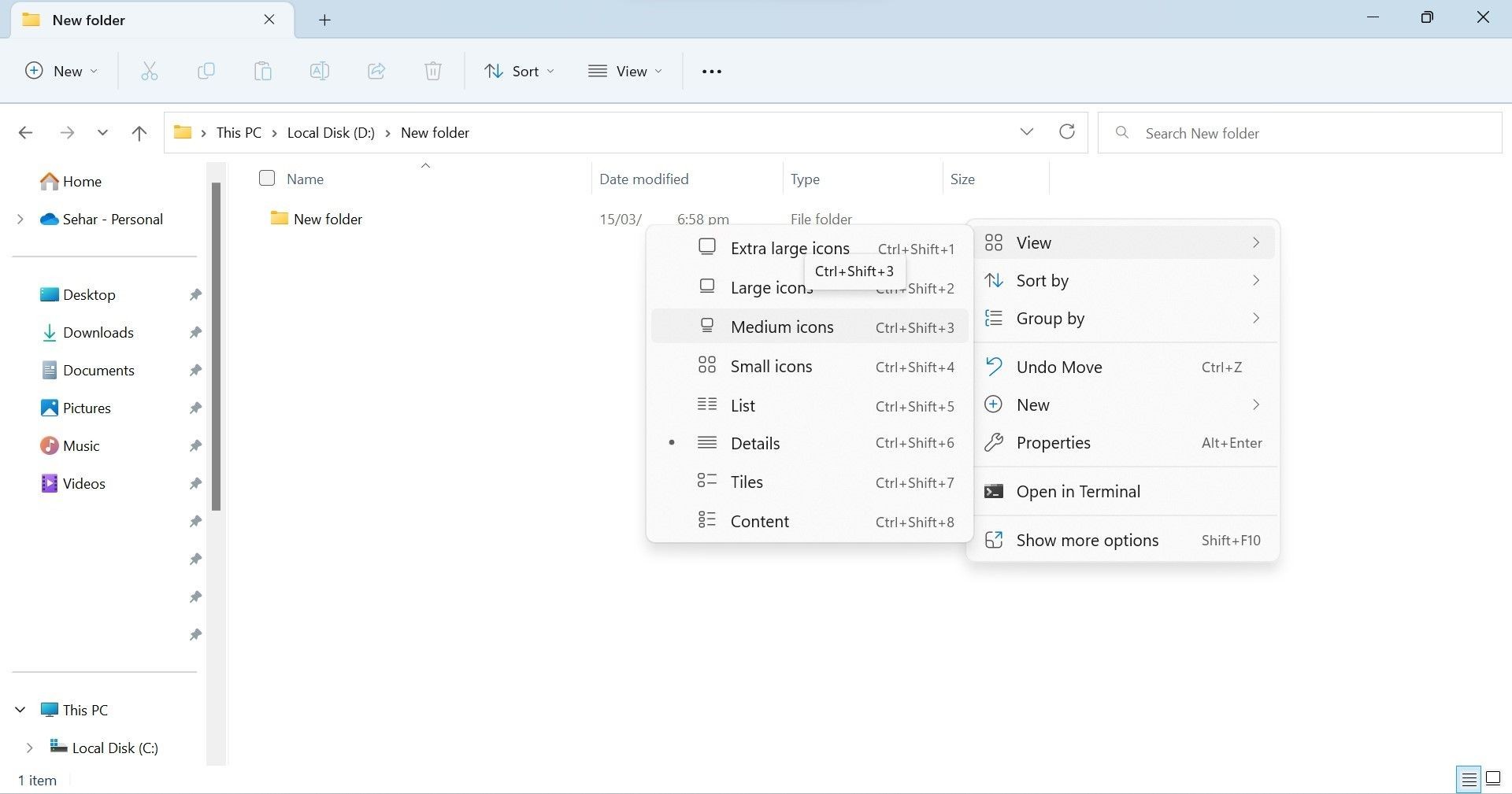 Thay đổi kích thước biểu tượng của thư mục trong File Explorer