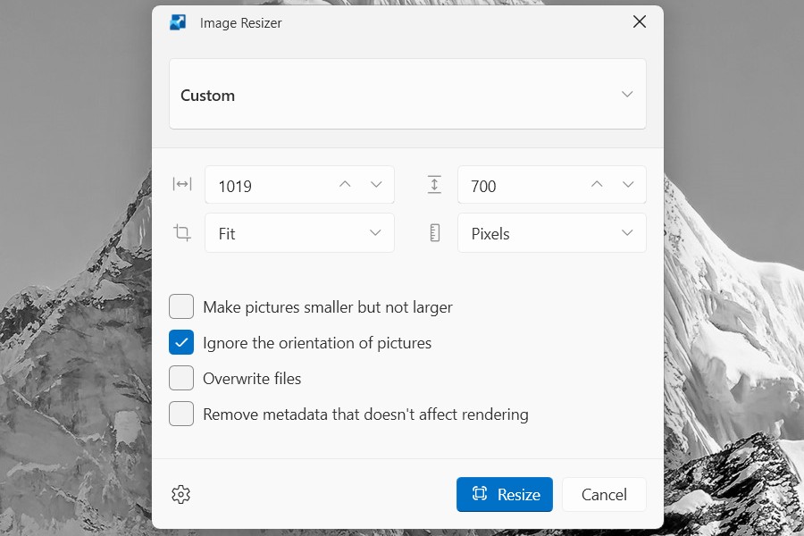 Thay đổi kích thước nhiều hình ảnh bằng Image Resizer trên Windows.