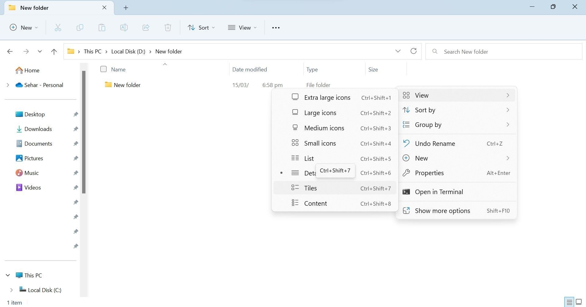 Thay đổi kiểu xem của thư mục trong File Explorer