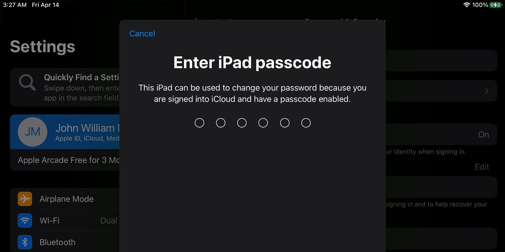 Thay đổi mật khẩu iPad