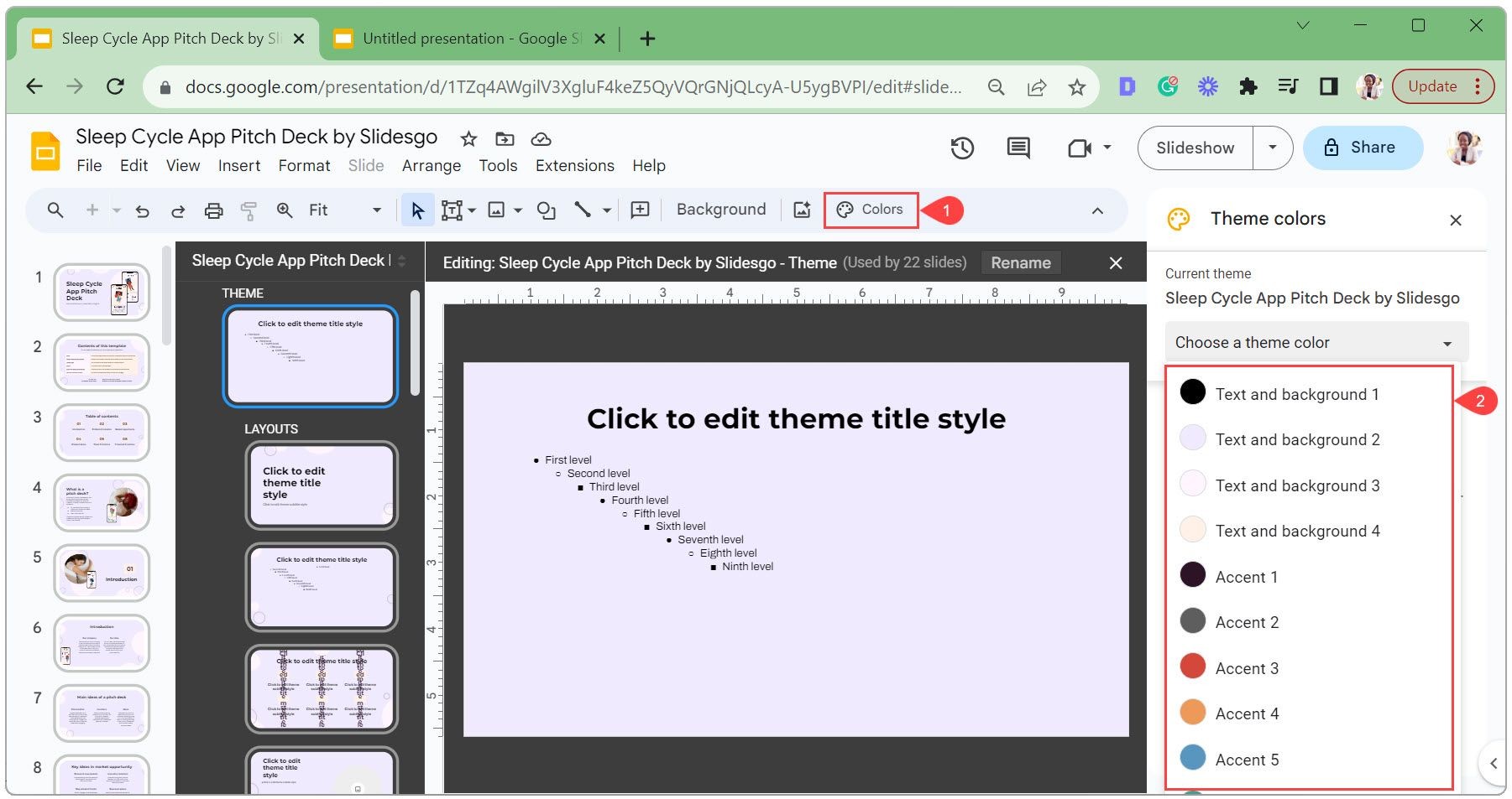 Thay đổi màu chủ đề trong Google Slides