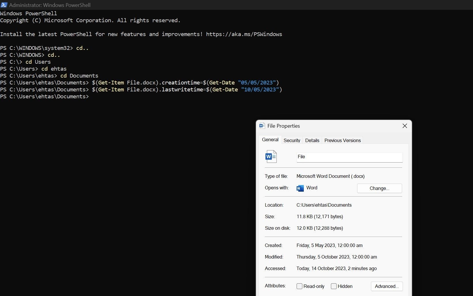 Thay đổi ngày sửa đổi cuối cùng trong PowerShell