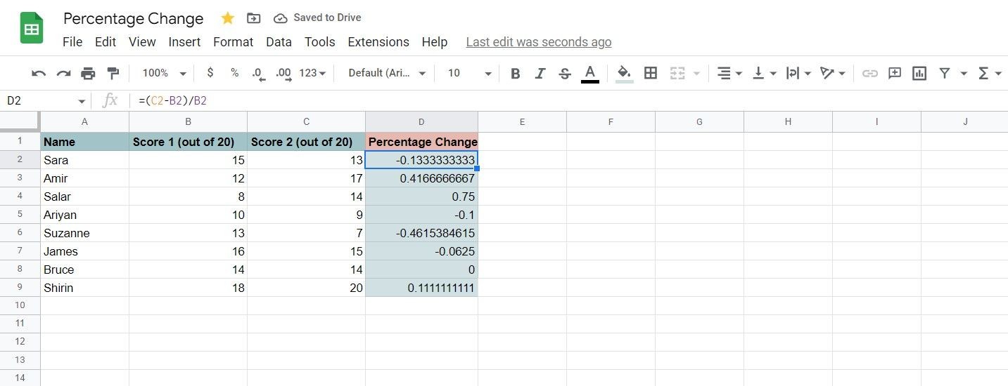 Thay đổi tỷ lệ của hai cột trong Google Sheets