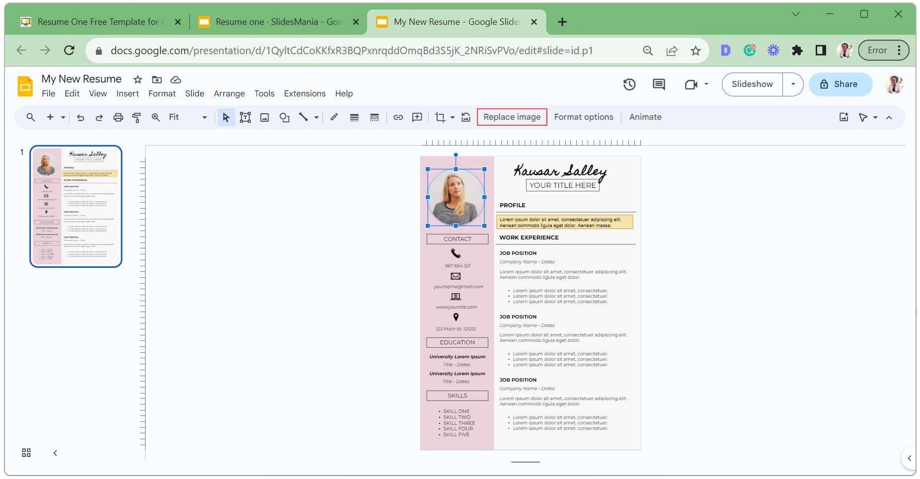 Thay thế hình ảnh hồ sơ trong Google Slides