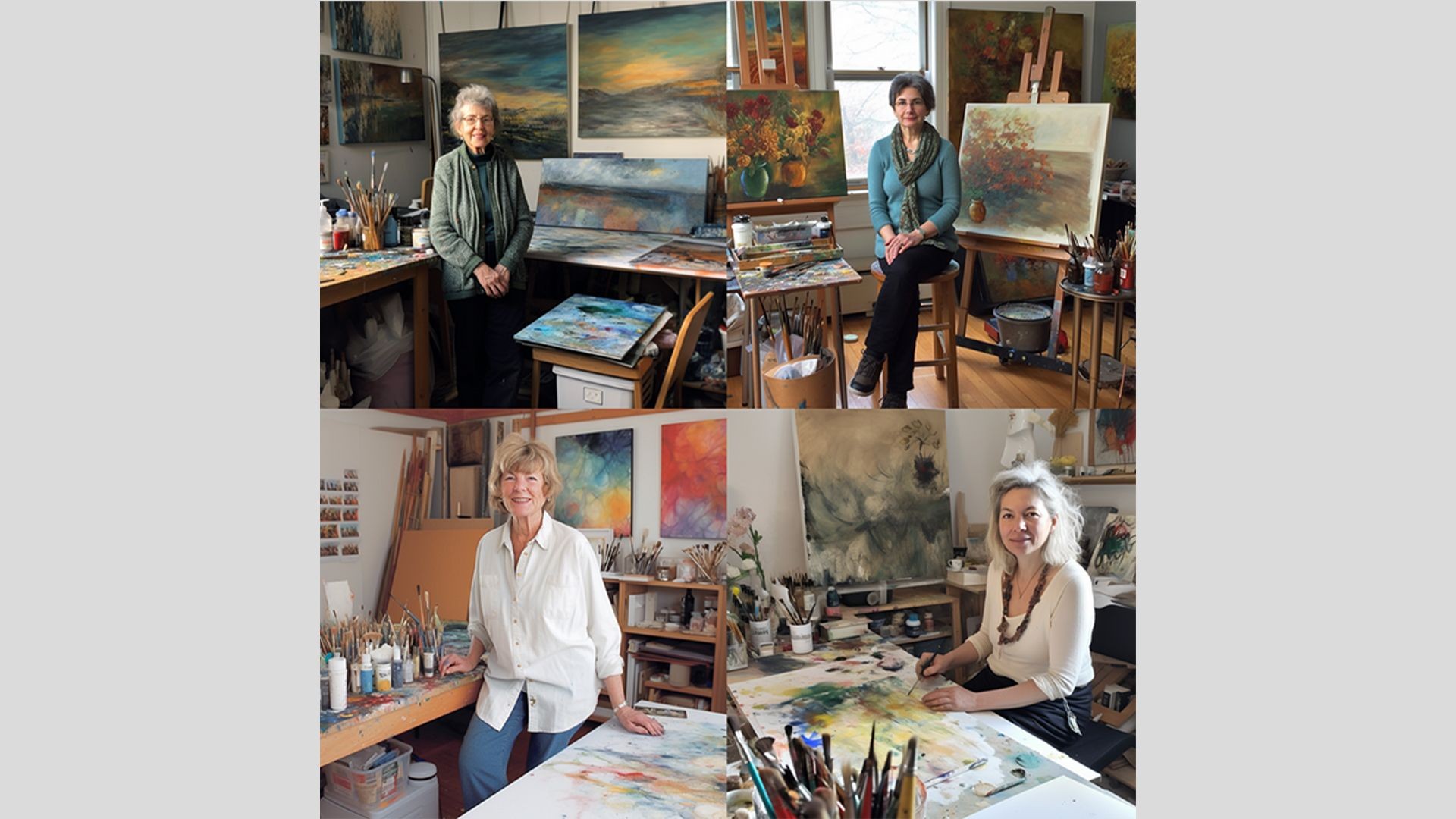 the artist in her studio Midjourney v5 prompt