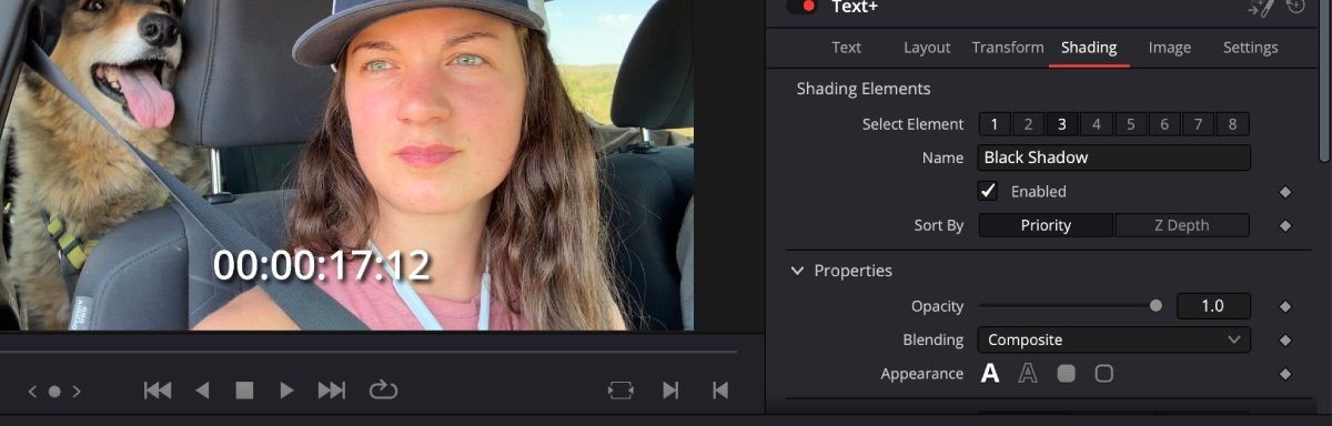 Thêm bóng đen cho văn bản trong DaVinci Resolve