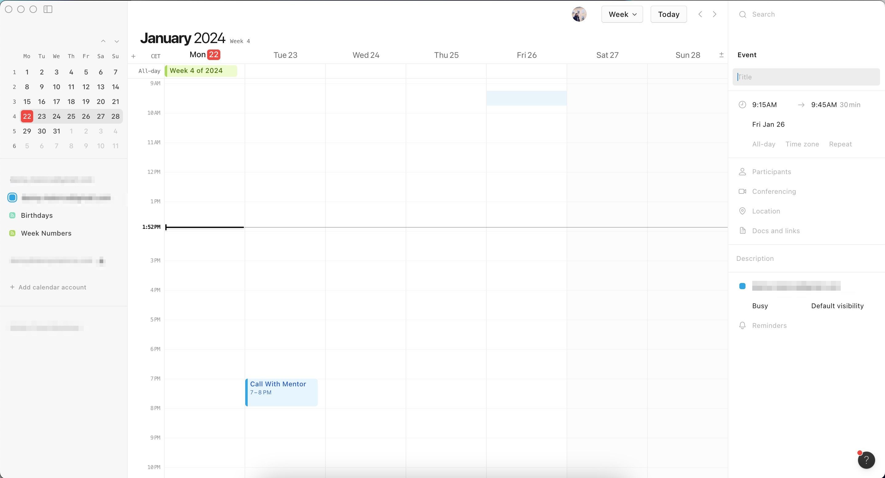 Thêm sự kiện mới trong Notion Calendar