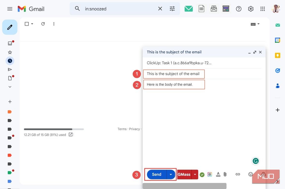 Thêm tiêu đề, nội dung và nhấn Gửi - Email đến bình luận