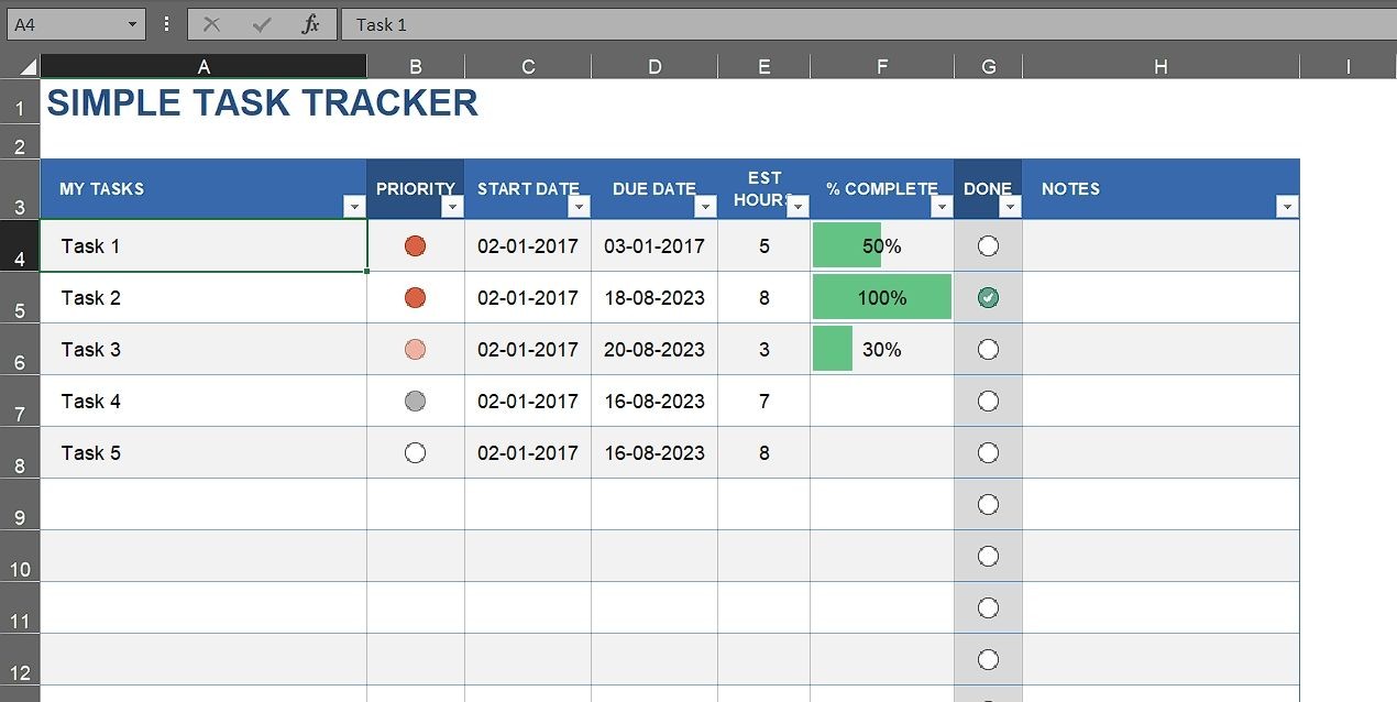 Theo dõi sự phát triển trên Excel