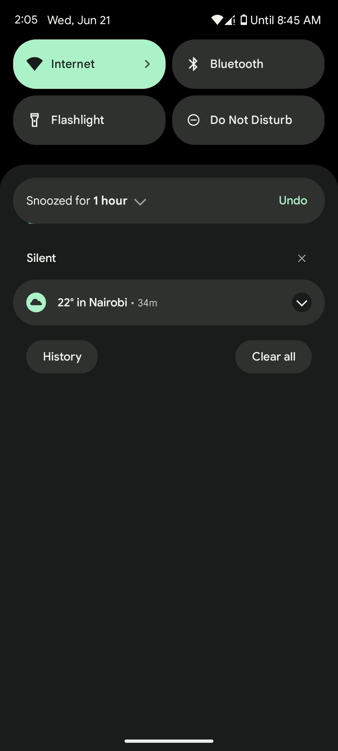 Thông báo được tạm hoãn trong một giờ trên Android