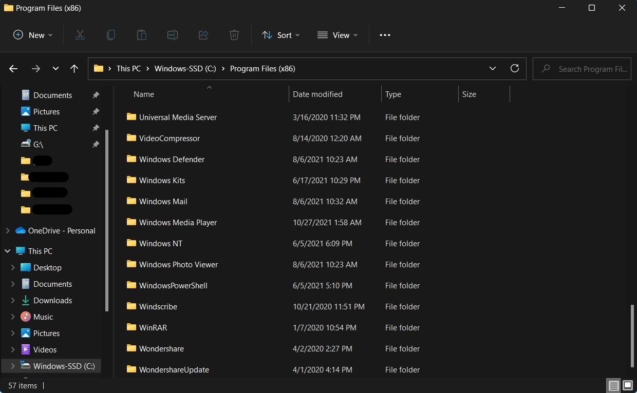 Thư mục Program Files