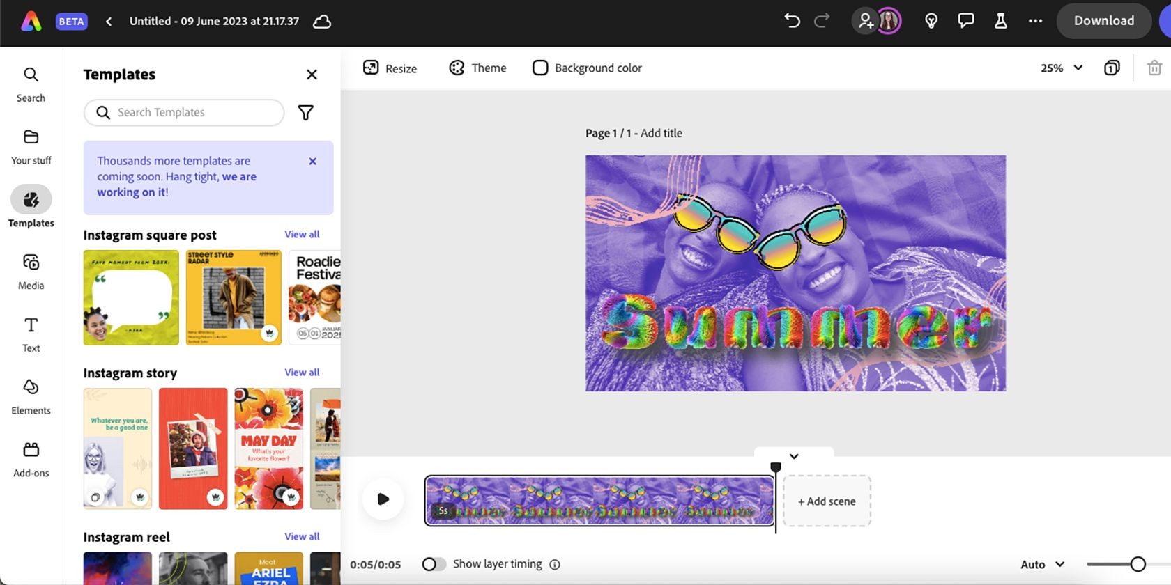 Thư viện mẫu của Adobe Express Beta