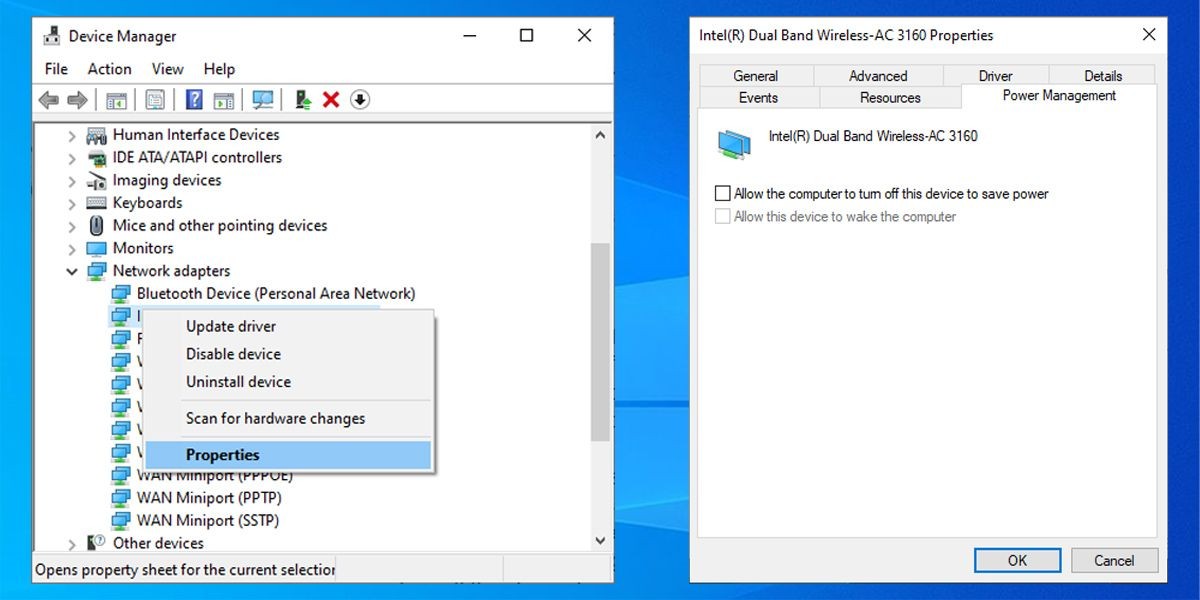 Thuộc tính bộ điều hợp mạng Wi-Fi trên Windows 10