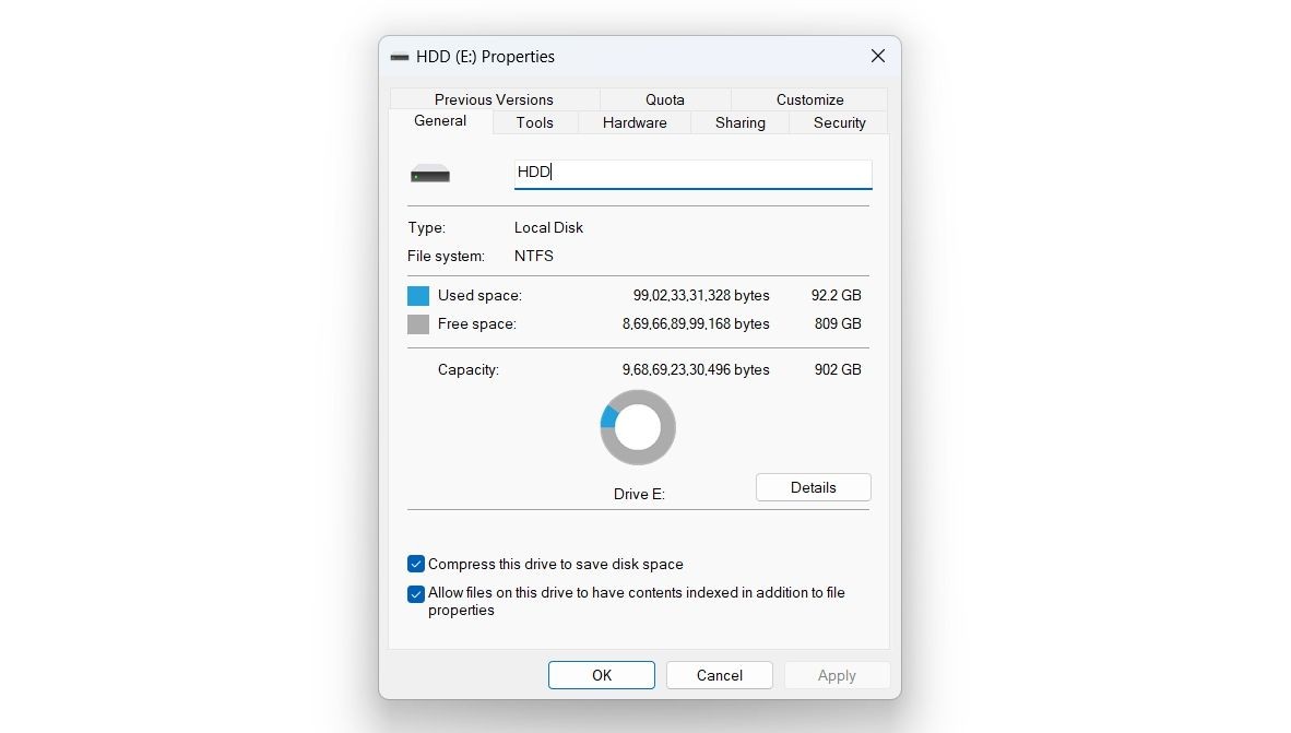 Thuộc tính ổ đĩa trong File Explorer