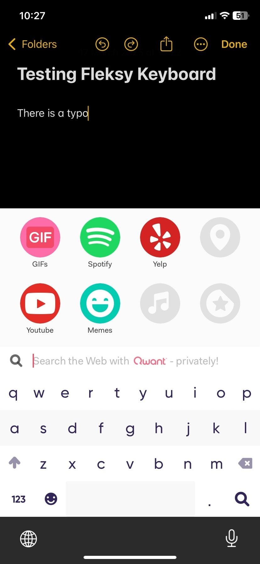 Tiện ích mở rộng của bàn phím Fleksy hiển thị Spotify, YouTube, v.v.