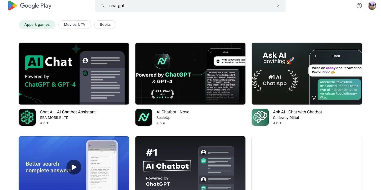 Tìm kiếm ChatGPT trên Google Play Store