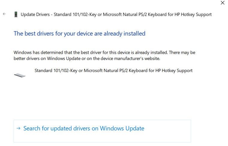 Tìm kiếm driver cập nhật sử dụng Windows Update