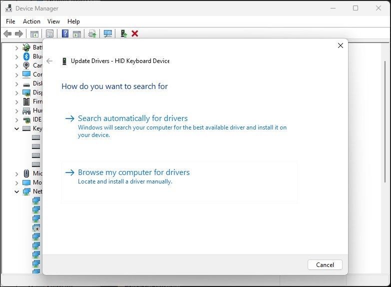 Tìm kiếm driver tự động trong Device Manager