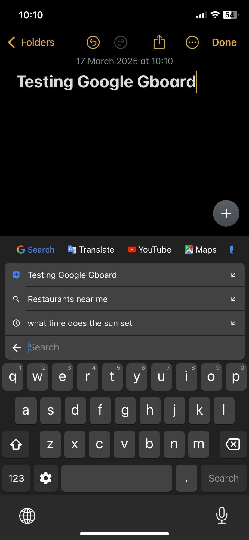 Tìm kiếm hiển thị gợi ý trên Gboard