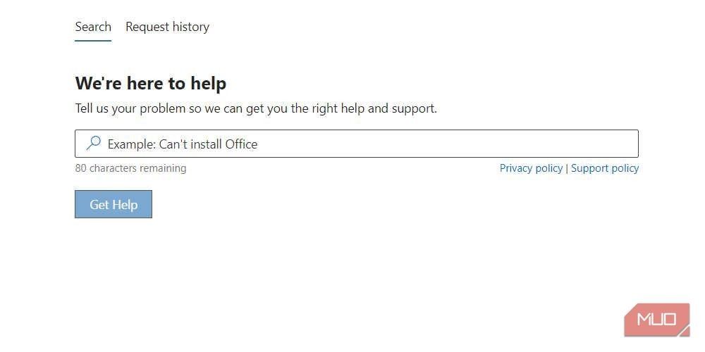 Tìm kiếm trợ giúp trên trang hỗ trợ của Microsoft
