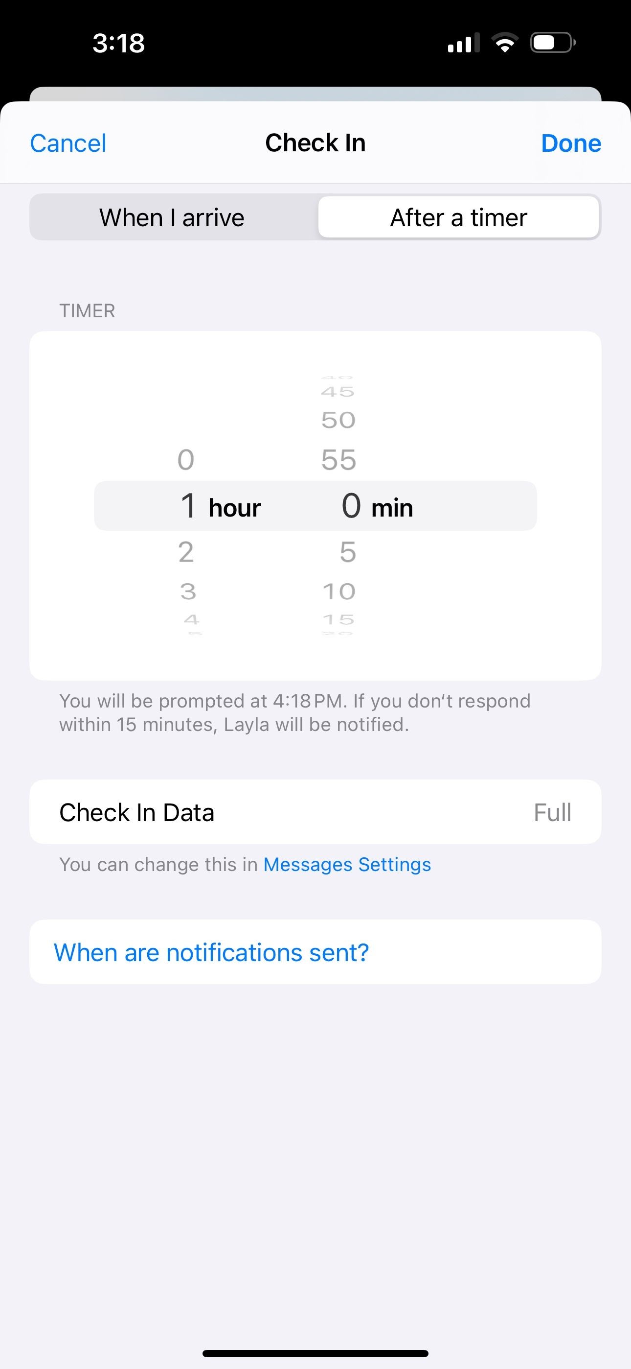Tính năng Check In sau một khoảng thời gian trong Messages iOS 17